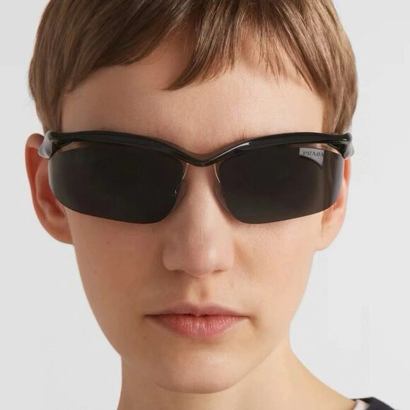 Prada PRA25S 1AB5S0 BRAND NEW Sunglasses Black Dark Grey Cat Eye Unisex - Picture 12 of 13